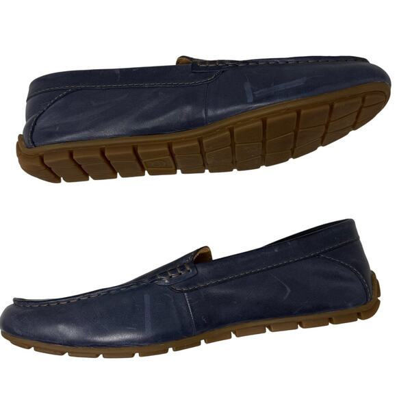Born Marcel Navy Leather Driving Loafers Men’s 10.5M Moc Toe Comfort - Picture 8 of 10